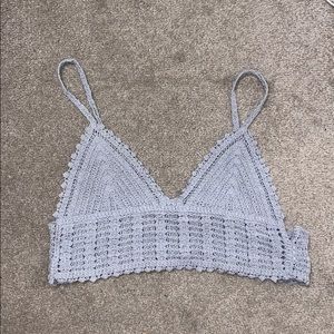 En Creme bralette crochet crop top bra tank grey
